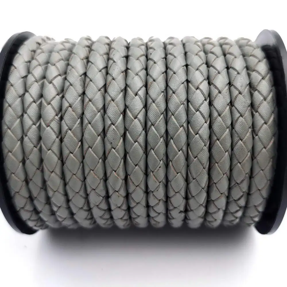 

Aaazee 1 Yard 5mm Round Dark Gray Braided Bolo Leather Strap Braid Cord BP5M101