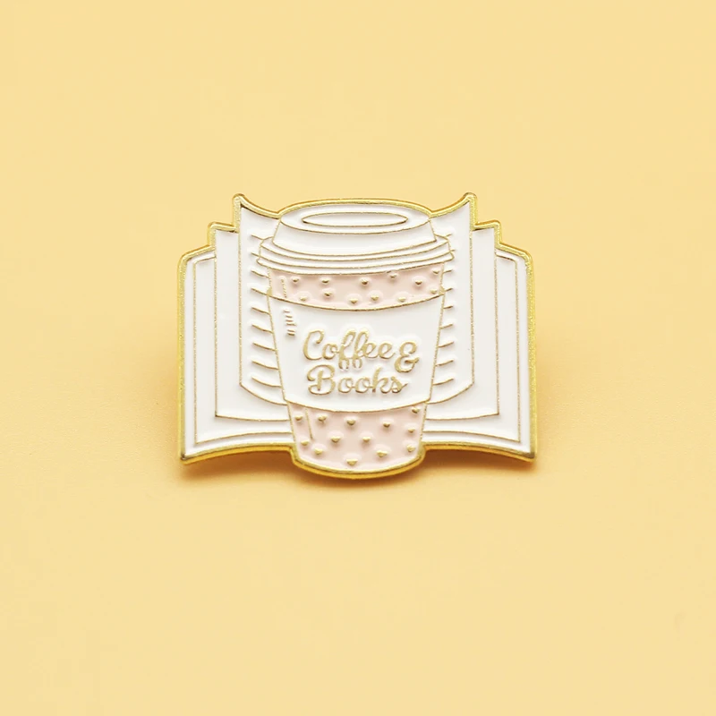 

book coffee brooch cup Alloy enamel pin women Fashion jewelry gift badge