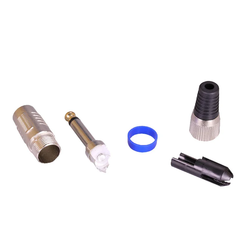 

100pcs/lot 6.35mm Mono Plug 2 Poles 1/4" Mono Connector Nickel+Gold Plated Guitar Microphone Plug Adapter 6.35mm Wire Connector