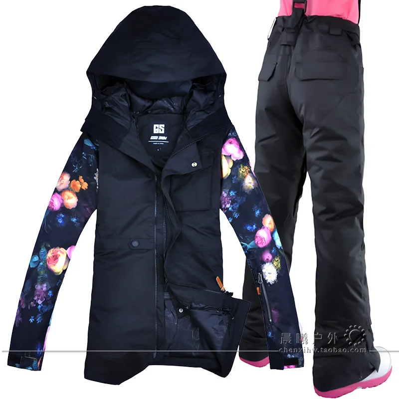 2021 GSOU зимний женский лыжный костюм с капюшоном куртка для сноуборда брюки