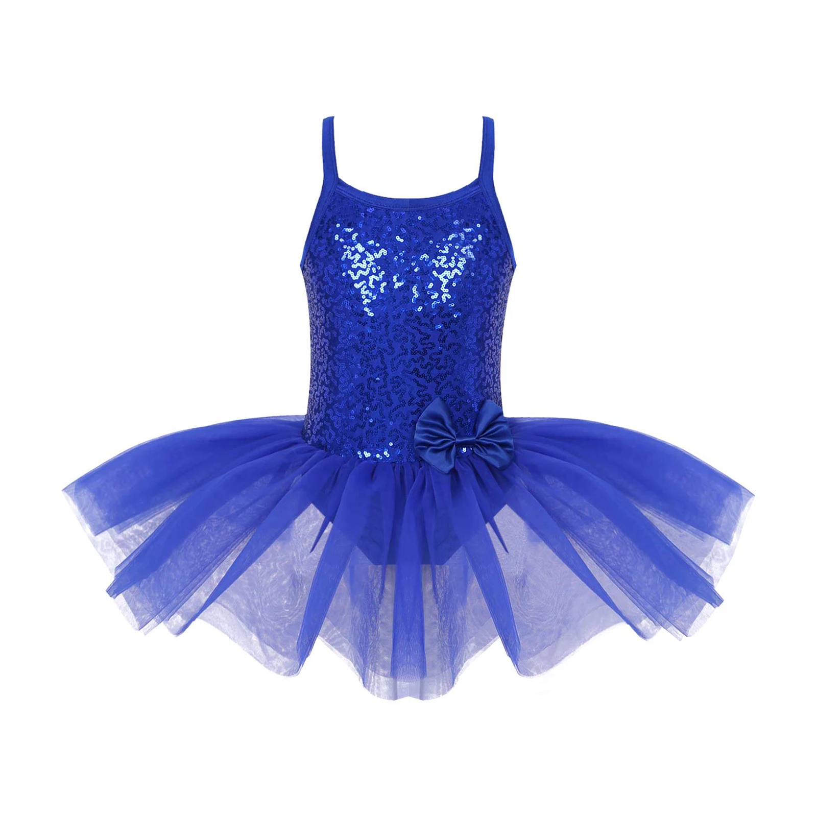 

Детское гимнастическое балетное платье без рукавов с блестками и юбкой-пачкой