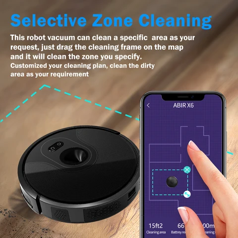 Робот-пылесос Abir X6 Pro, <500 Вт, беспроводной, влажная уборка, пылесборник — внешний вид товара