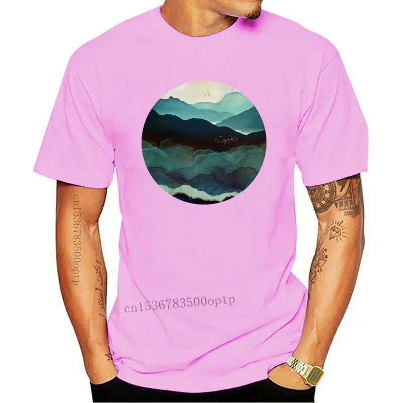 

New Plus Size S-5XL 2021 Mountains Print Tshirt Women Shirts 100%cotton O Neck Short Sleeve Summer T Shirt Tops Women's T-shirts