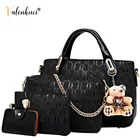 Набор сумочек ValenKuci из искусственной кожи для женщин, модный дизайнерский саквояж на плечо, винтажный мессенджер черного цвета