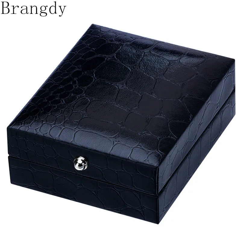 Brangdy High end запонки коробка Черный крокодиловый узор искусственная кожа 1 пара
