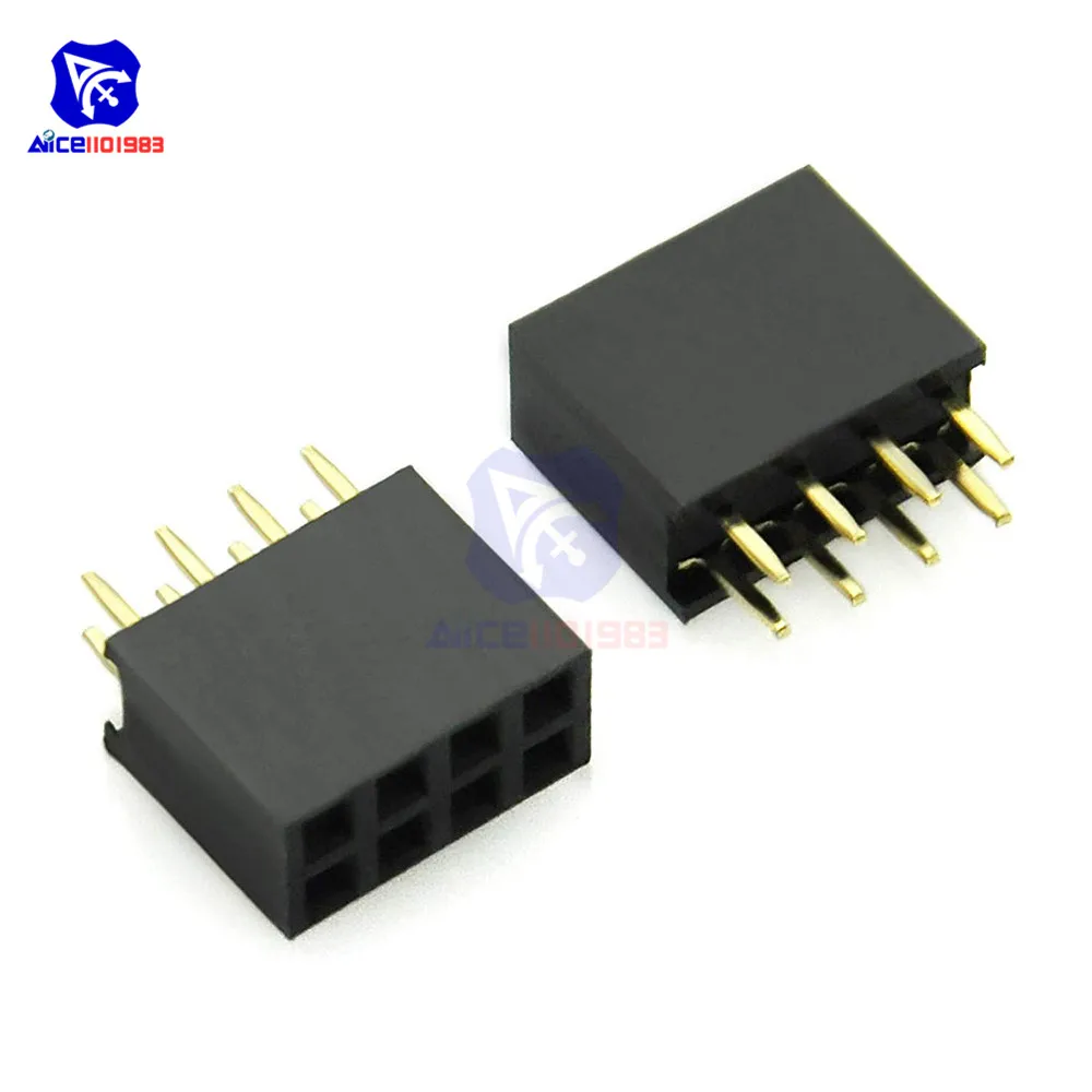 Diymore 10 шт./лот шаг 2 54 мм 2x4Pin двухрядный прямой разъем гнездовой штырь лента