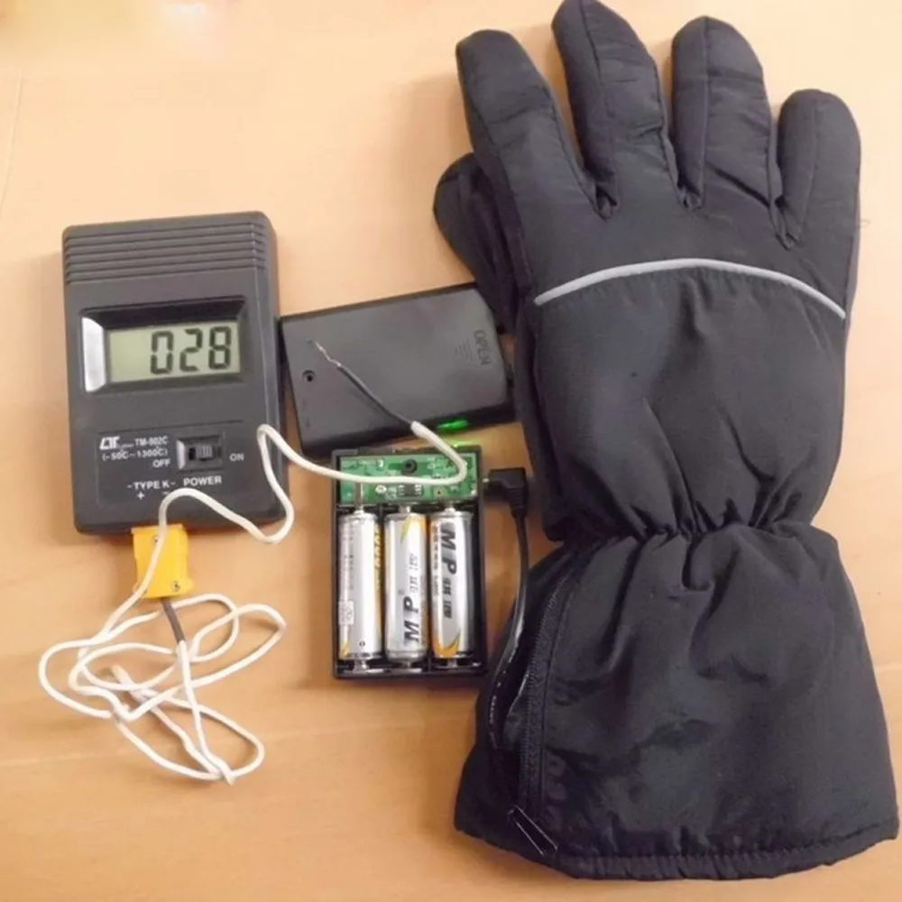 Зимние перчатки с электрическим подогревом мужские теплые портативной батареей