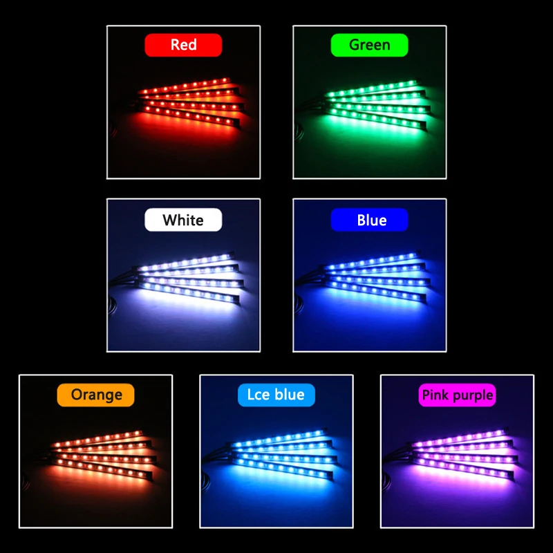 CARCTR 4 шт. 7 цветов автомобильный RGB LED светильник светодиодный s полоса