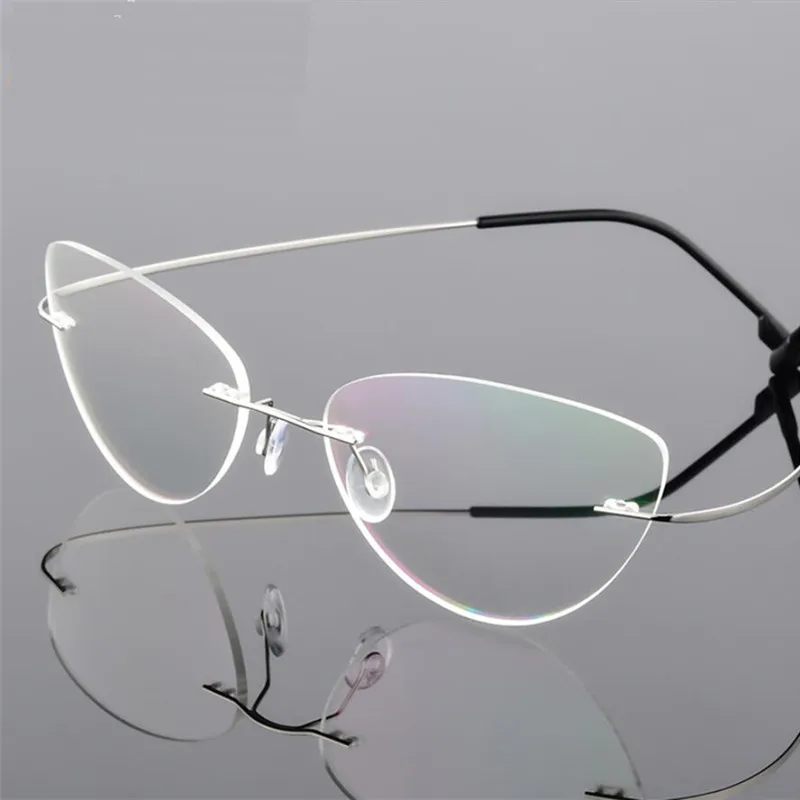 Оправа для очков без оправы ультралегкие очки из титанового сплава кошачий глаз