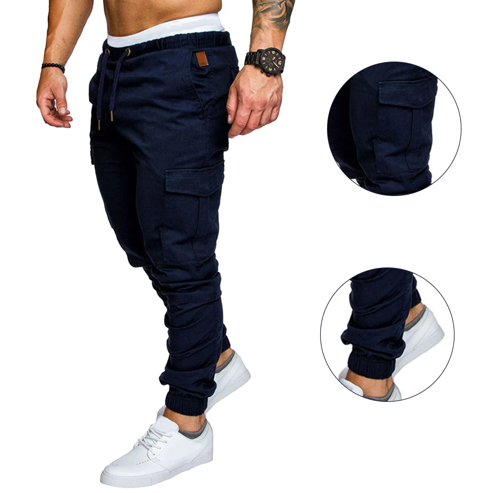 

Drawstring Pants Men Running Sweatpants Cargo Pants Streetwear Multi-Pocket Trousers Joggers Pants Hip Hop Harem Pencil Pants