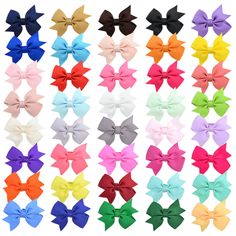 

10pcs/lot 5.5 CM Solid Color Grosgrain Ribbon Dovetail Bows Children Hair Clips Fashion Infant Bangs Hairpin Toddler Accessories