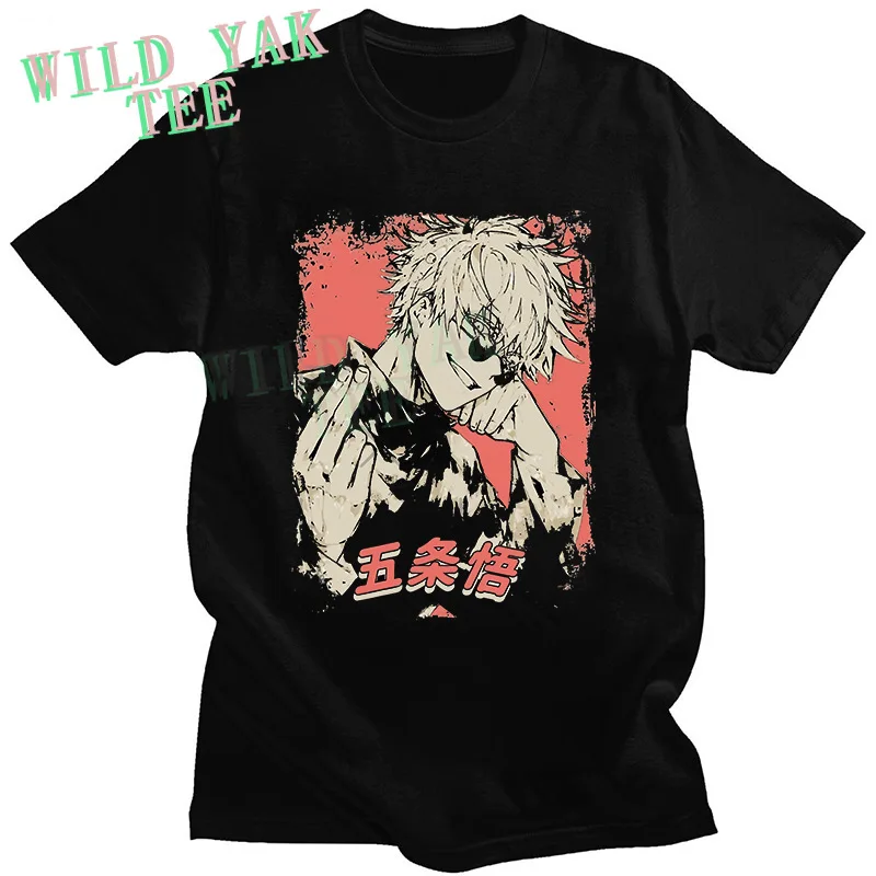

Jujutsu Kaisen Anime Shirt Summer Black Cotton Men's Short-sleeved Round Neck Printed T-shirt Clothes