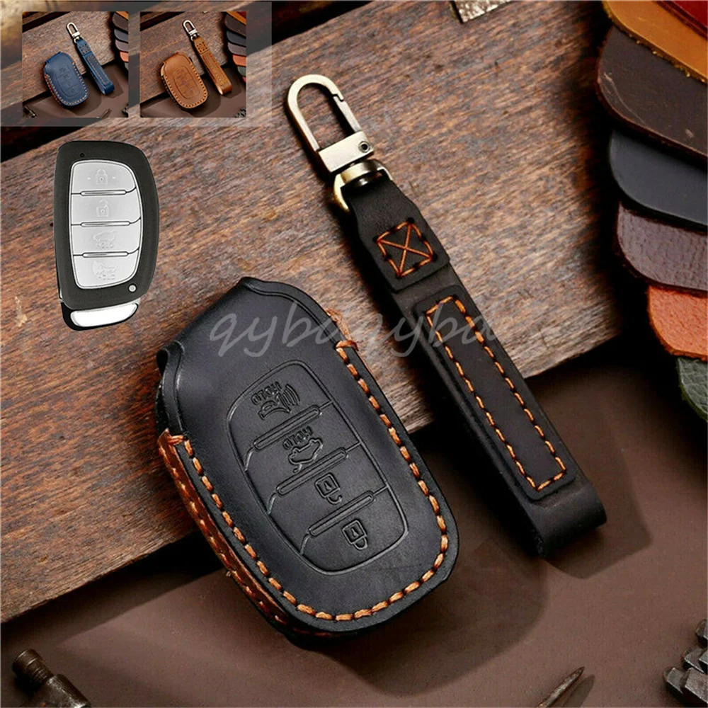 

For Hyundai Avante Tucson Leather Remote Key Shell Cover Case Skin Fob Holder Protector Bag Accessories Styling