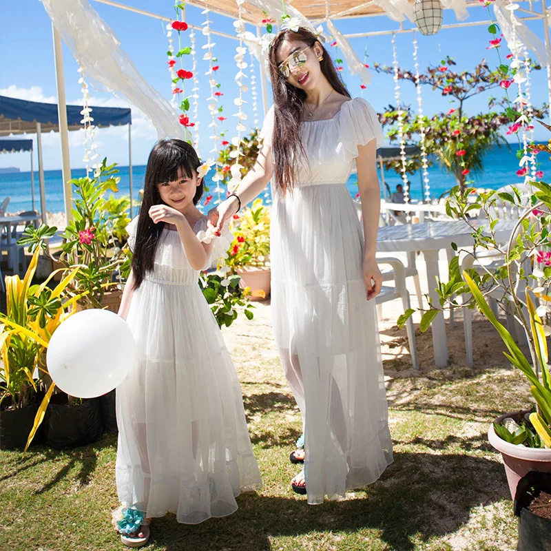 2020 Летние Стильные платья для мамы и дочки семейная одежда платье шифоновое