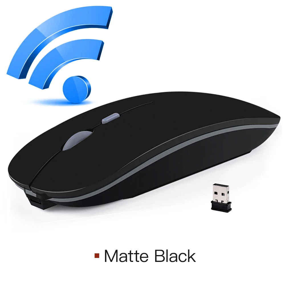 Imice Перезаряжаемые беспроводная мышь 2400DPI Точек на дюйм slient USB компьютерная мышка 2.4G встроенный литиевый Батарея мышь беспроводная для портативных ПК - Цвет: USB Matte Black