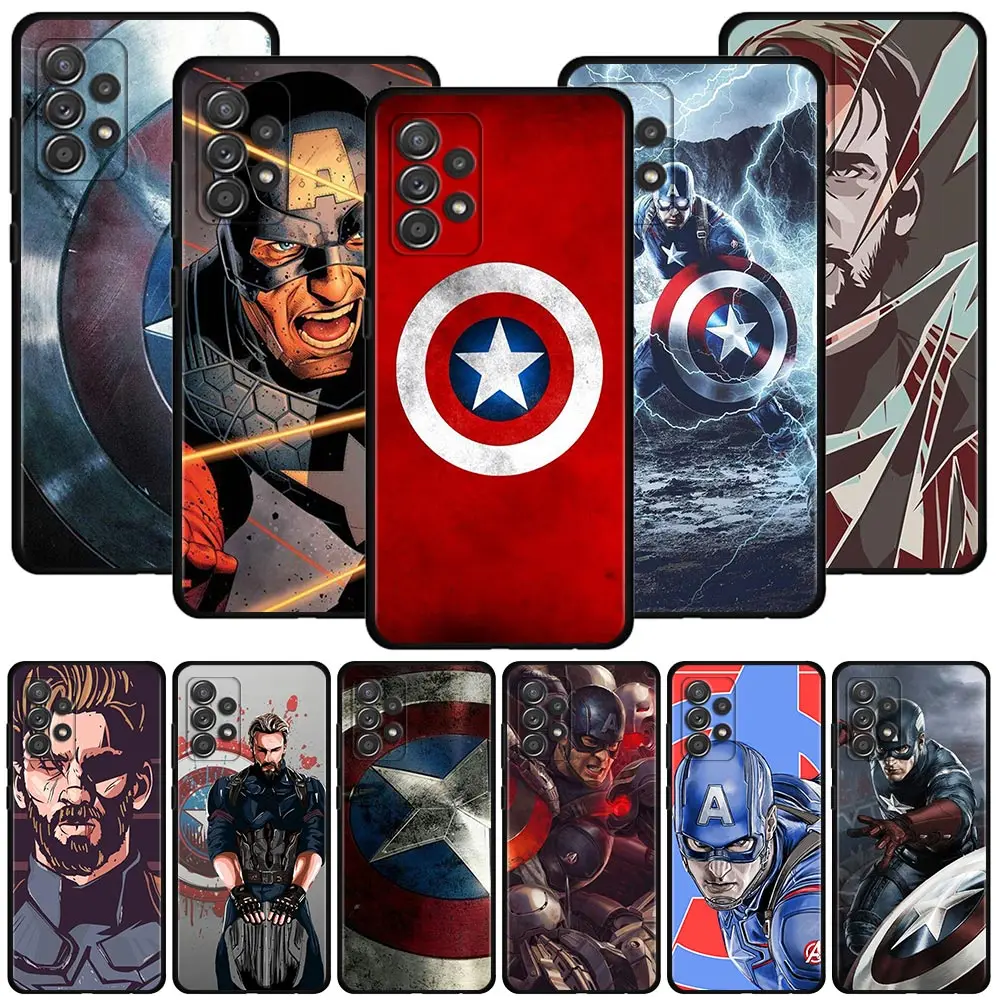 

Case For Samsung Galaxy A51 A21s A12 A71 A31 A32 A02s A11 A41 A52 A72 A01 A02 A21 A7 2018 A22 F42 Coque marvel Captain America