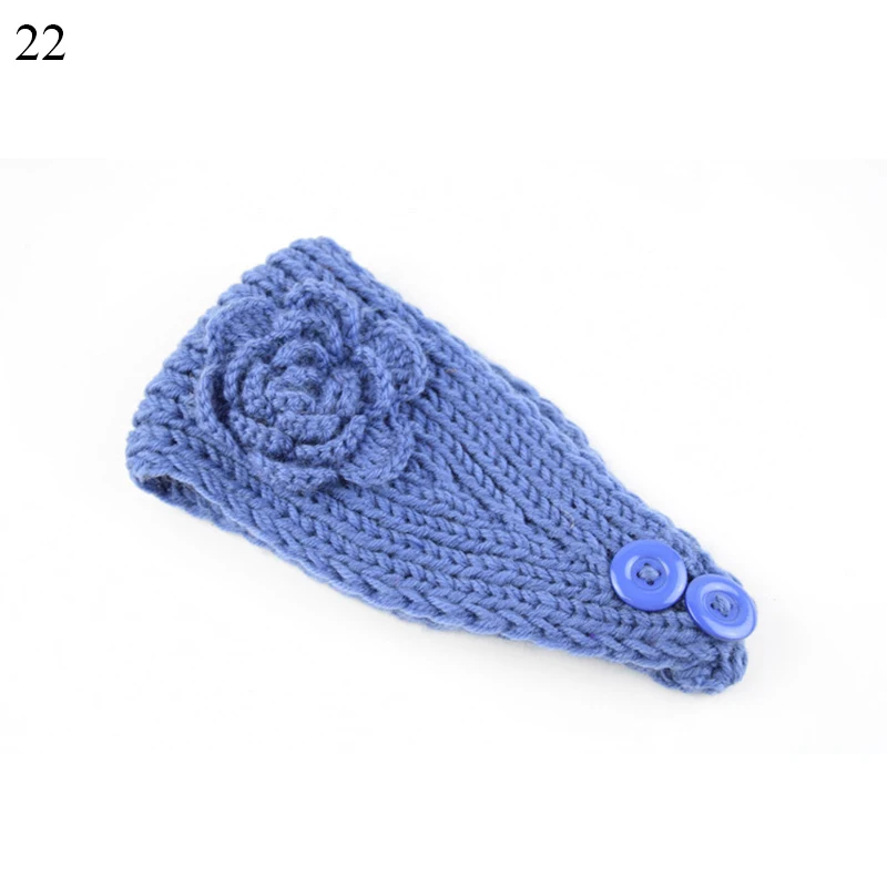 

Fashion Winter Women Girls Crochet Knitting Headband Hair band Headwrap Camellia Flower Buttons Lady Ear Warmer Hair accessories