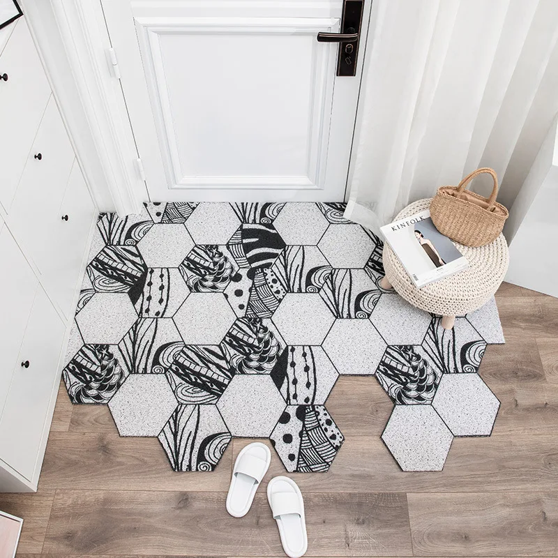 washable doormat carpet hallway bedroom bathroom living room kitchen pvc mats carpet anti slip hexagon pattern entrance doormat free global shipping