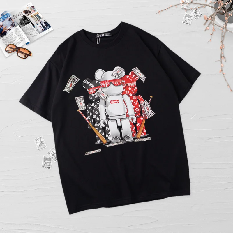 

Women Summer Cartoon HD Print T-Shirt Woman Anime Robot Kawaii Graphic Broadcloth O-Neck Tees Clothes y2k Harajuku Crop Tops