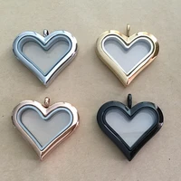 5pcslot stainless steel heart lliving floating locket with charm valentiness day gifts
