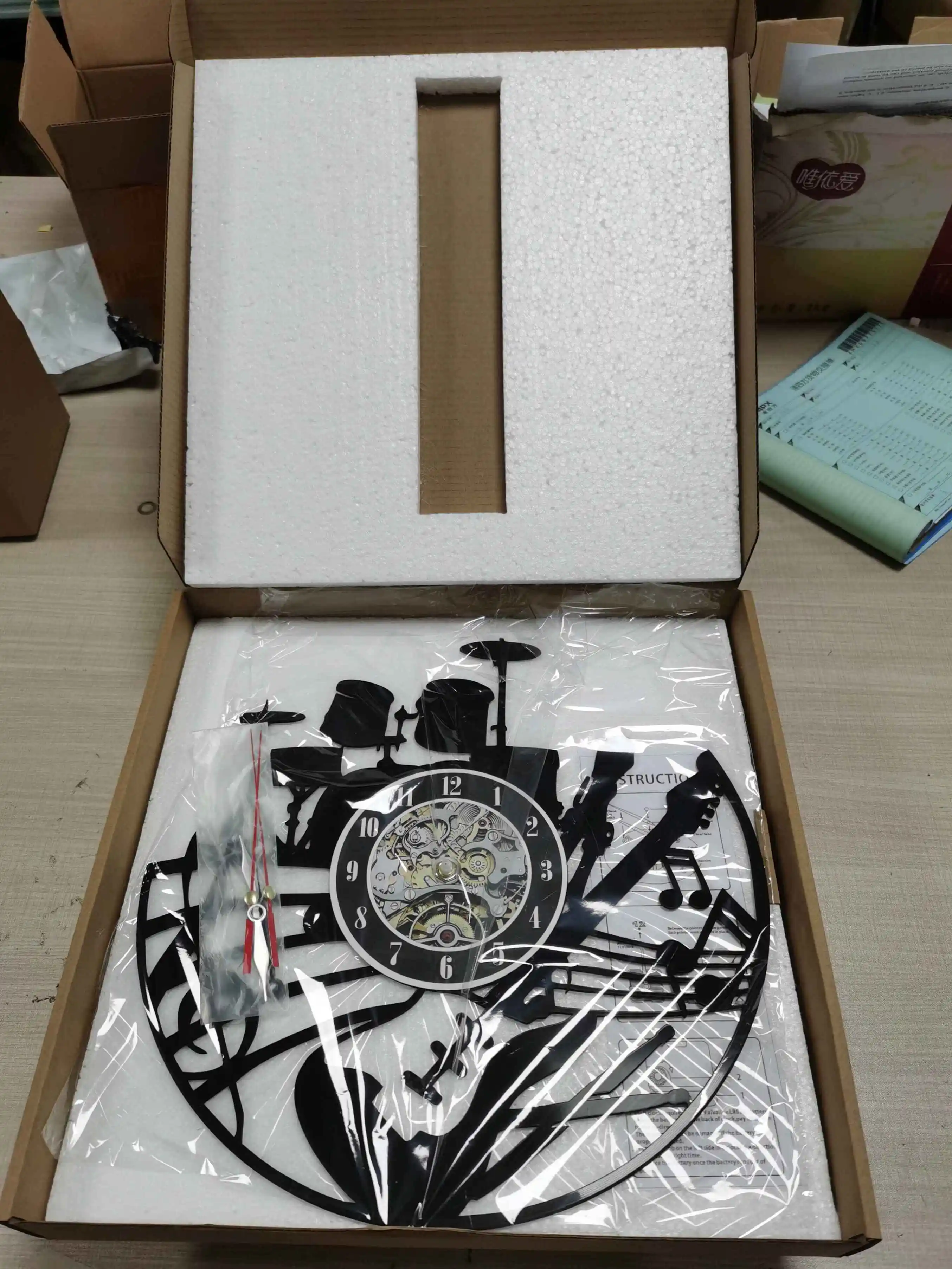 Часы настенные виниловые 3D с надписью бутылка вина и LP для украшения дома