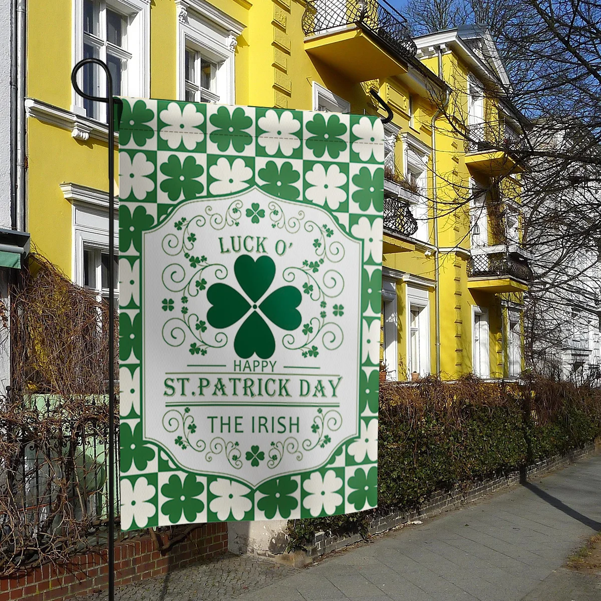 День Святого Патрика Традиционный Шотландский клетчатый Клевер узор садовые