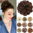 Синтетические Короткие эластичные резинки для волос, вьющиеся шиньоны, Натуральные Искусственные волосы в пучок, вьющиеся шиньоны с зажимом для наращивания волос