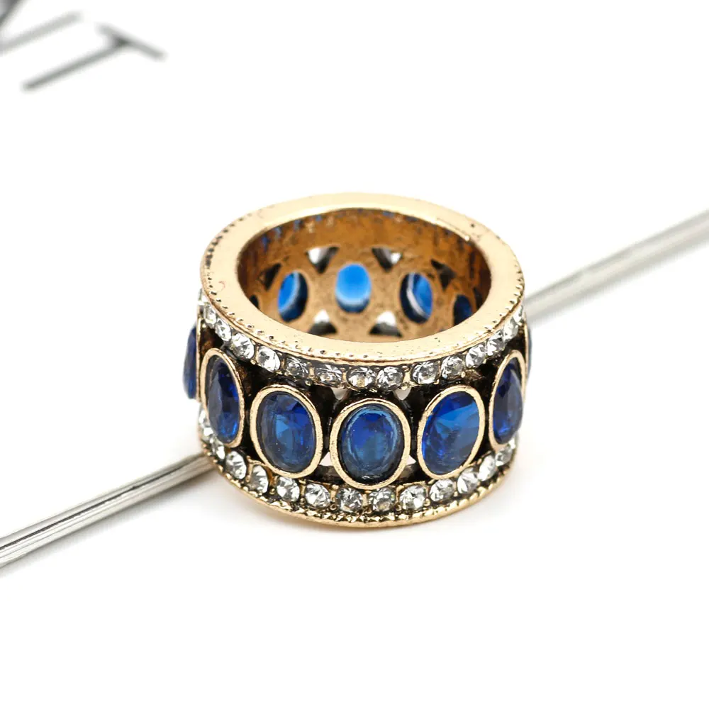 Sunspicems Retro Oval Crystal Caesar Ring Antique Gold Color Ethnic Banquet Jewelry Turkish Single Row Stone Design Family Gift | Украшения