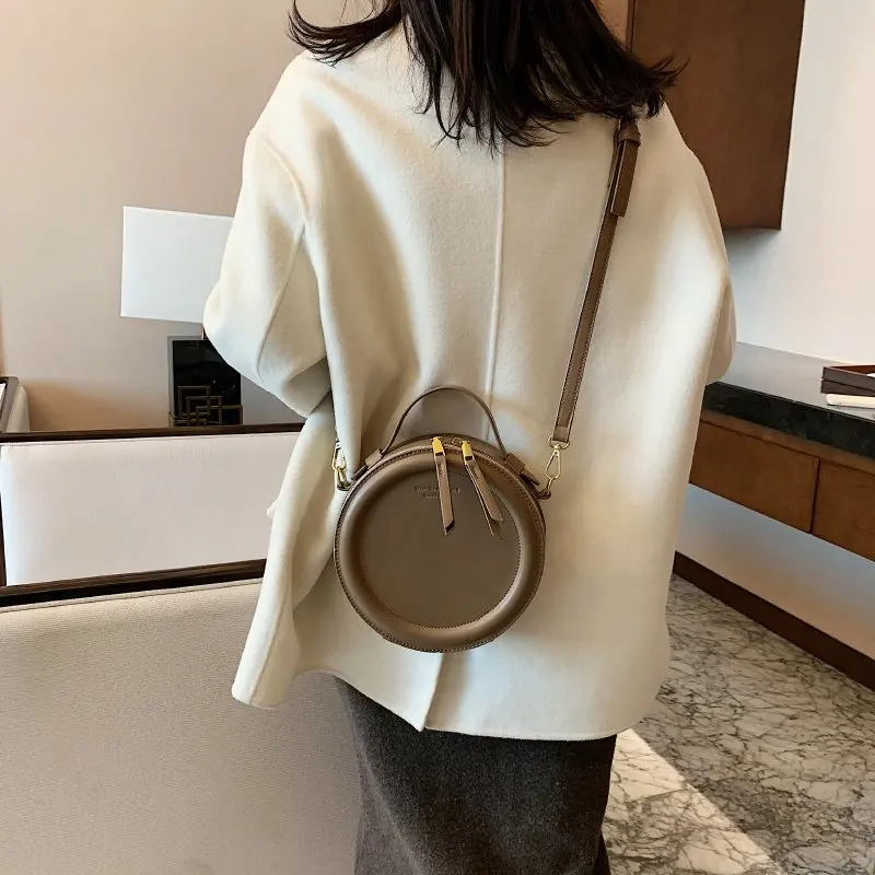 

Small Round Design Luxury Brand Shoulder Bags for Women 2021 Female Handbags PU Leather Vintage Crossbody Purses Sac A Main