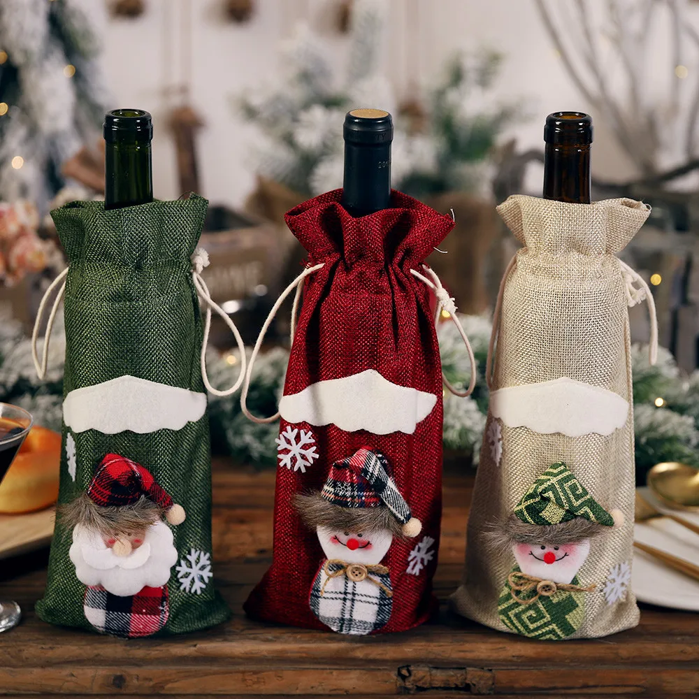 Чехол для винной бутылки рождественские украшения дома кукла Санта-Клаус