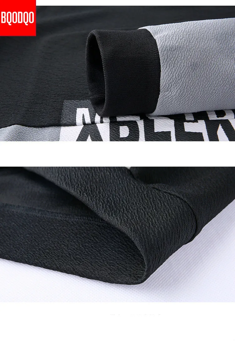 Лоскутная черная толстовка с круглым вырезом и принтом для мужчин в стиле хип-хоп