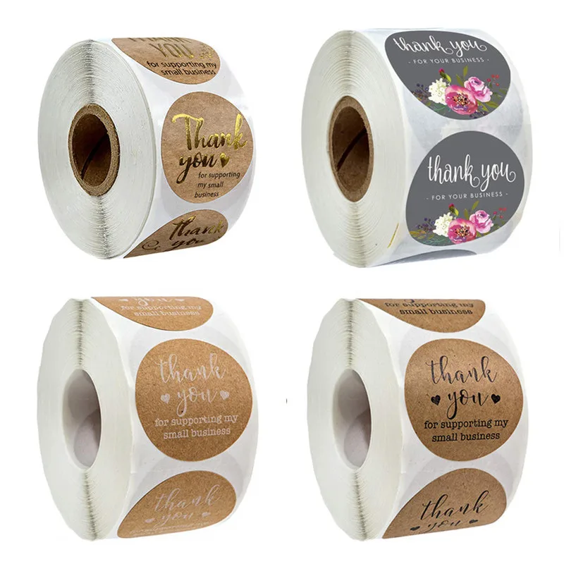 Спасибо за поддержку моего бизнеса крафт-наклейки с золотой фольгой круглые