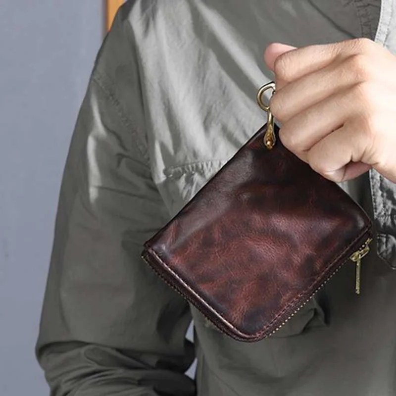 Оригинальный новый оригинальный кожаный кошелек ручной работы мужской короткий