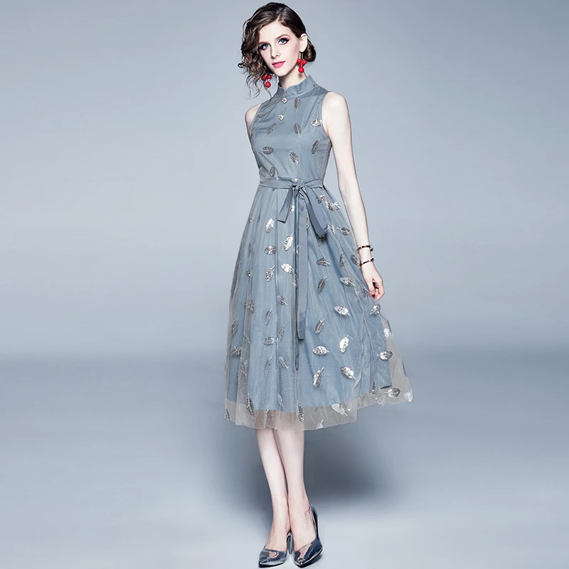 Летнее платье в китайском стиле с вышивкой Cheongsam халат Ete 2020 Femme вечерние платья