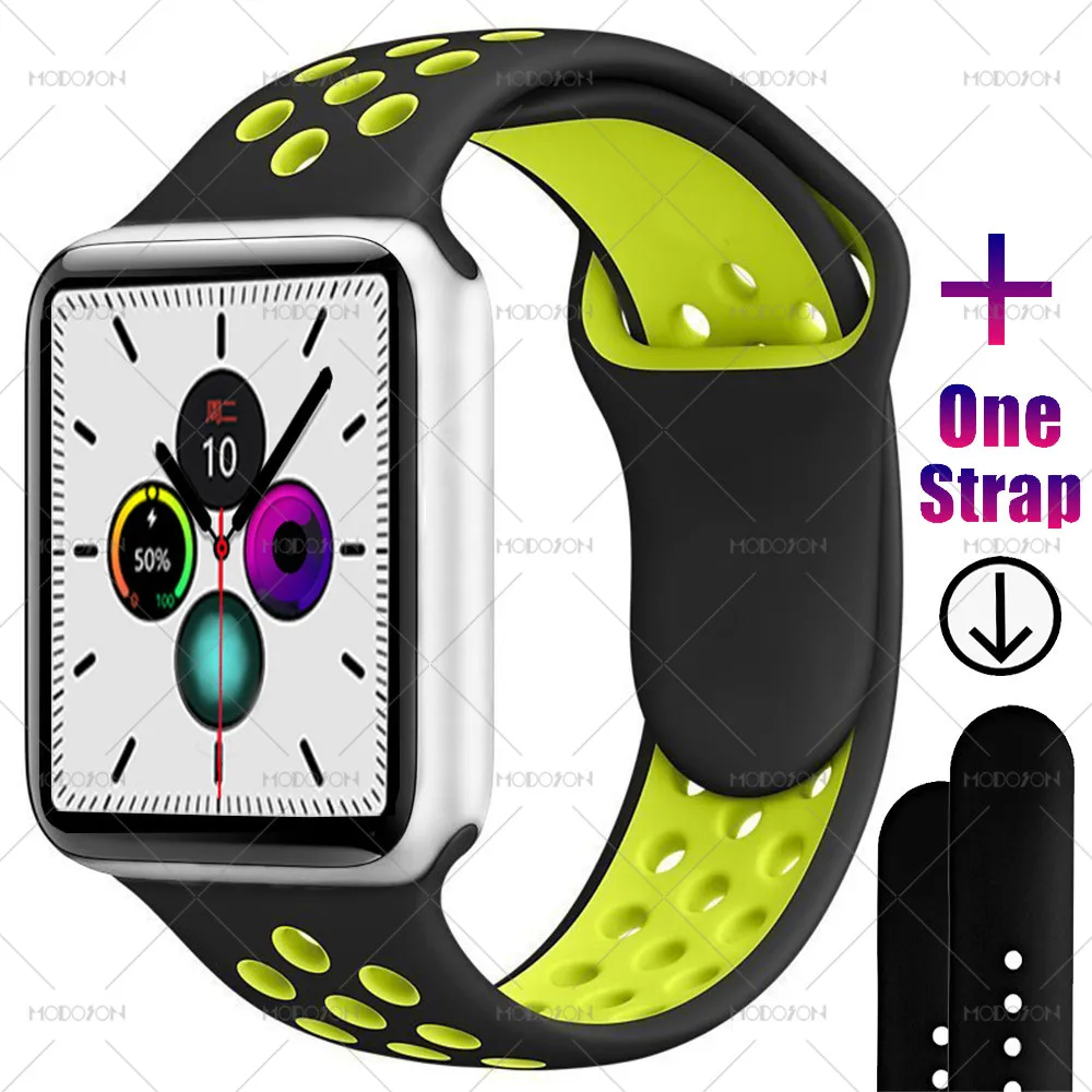Silver Black Yellow MODOSON Смарт-часы iwo 12 Series 5 ЭКГ монитор сердечного ритма 30 циферблатов 44 мм 40 мм часы SmartWatch iwo 11 для Apple iphone Android - Цвет: Silver Black Yellow