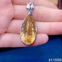 kjjeaxcmy fine jewelry 925 sterling silver inlaid citrine female miss girl woman pendant necklace lovely hot selling