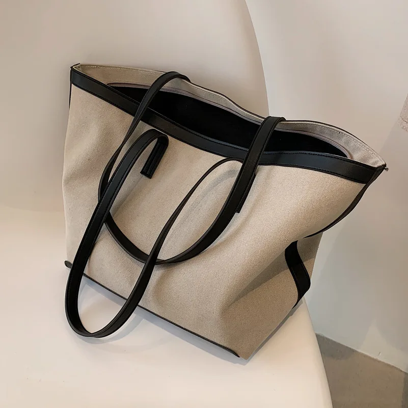 

Large Capacity Fashion Canvas Tote Shoulder Bag for Women 2022 New Simple Brand Shopper Spring Summer Big Travel Bags Handbags