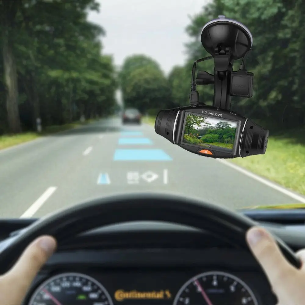 Автомобильный видеорегистратор с двумя объективами и ЖК дисплеем камера Full HD 1080P