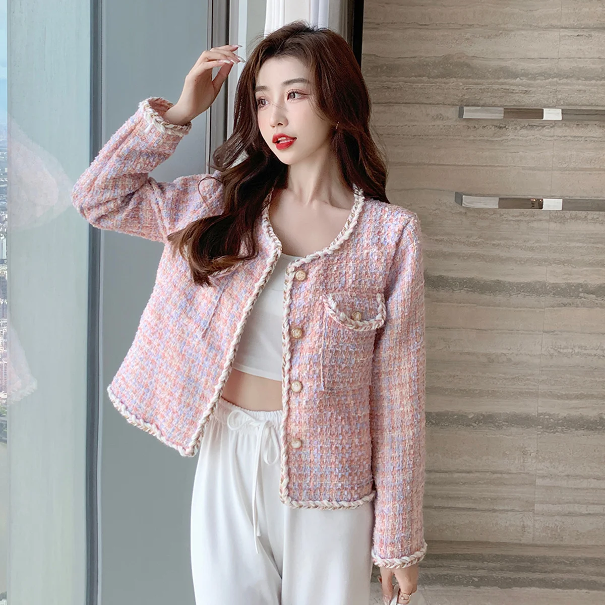 

Шерстяное пальто для женщин, Новинка осени 2021, подходящая ко всему Западная модная одежда французских меньшинств, модный кардиган, Топ