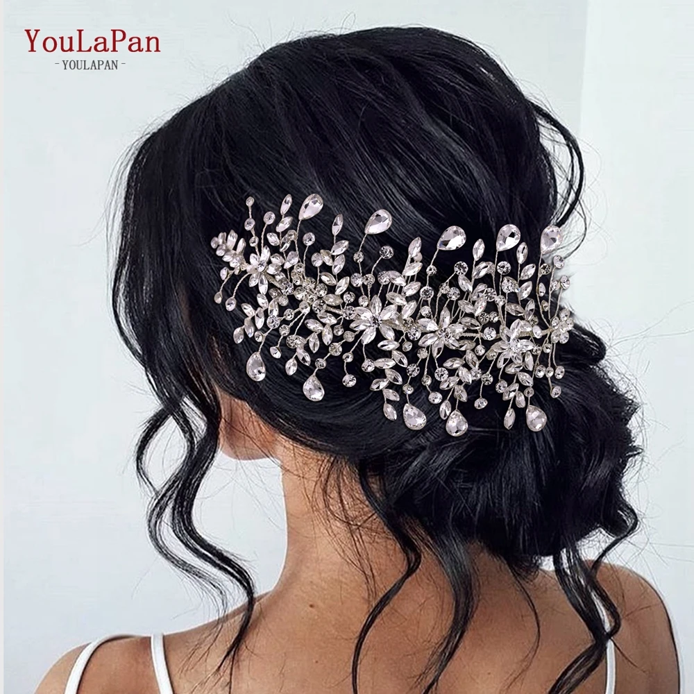 

YouLaPan HP379 Wedding Drop-shaped Diamond Bridal Hair Comb Handmade Rhinestones Hair Jewelry Set Hairpiece Bridal Accessories