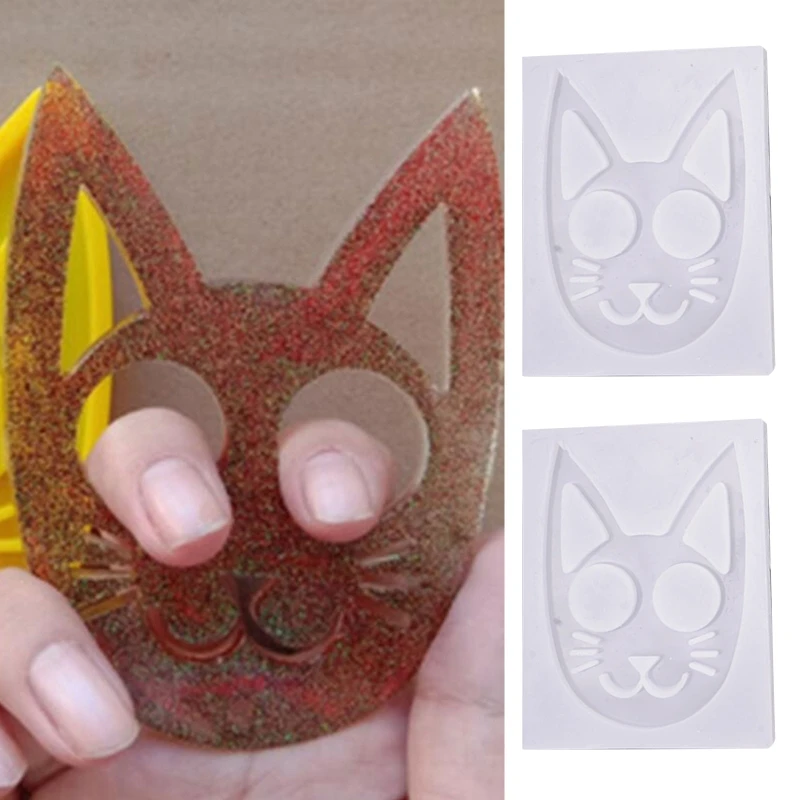 

Прозрачная форма из эпоксидной смолы «сделай сам», блестящая защита, кот, брелок, литье, силиконовая форма, Прямая поставка