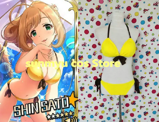 

IDOL CINDERELLA GIRLS SHIN SATO Sugar Heart swimsuit Cosplay Costume,Custom Size Halloween