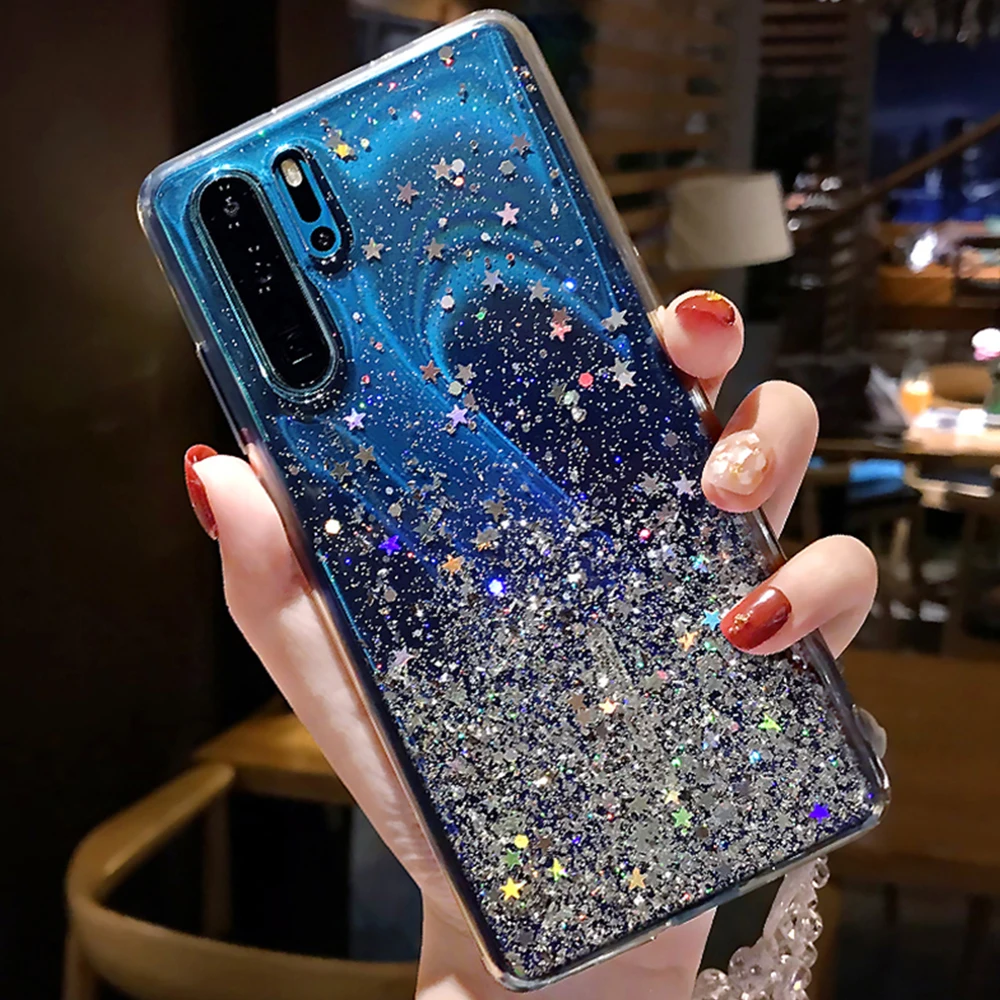 Блестящий Прозрачный чехол для телефона Huawei Mate 10 20 30 P10 P20 P30 P40 Pro Lite Honor 8 8X 9 Nova 5T 3 3i