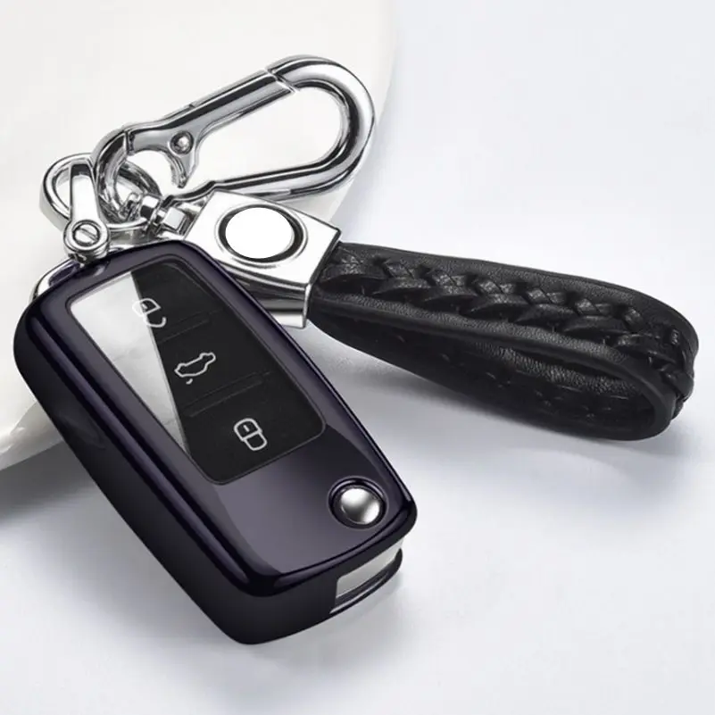 

TPU Remote Key Cover Fob Case Shell With Key chain Set For VW Golf POLO Passat Tiguan