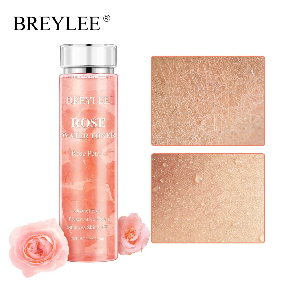 BREYLEE New Natural Rose Glycerol Glycolic Acid Facial Toner Lotion Anti-aging Anti-wrinkle Rose Water For Face 200ML