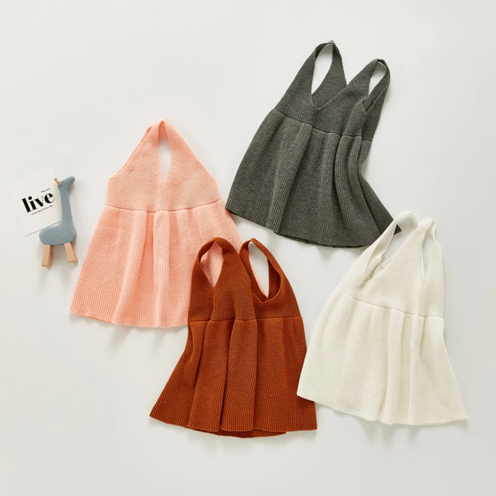 

Bobora Baby Girl Suspender Vest Infant Vest Skirt Autumn Knitted Sweater Dress