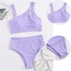 Купальный костюм в горошек, фиолетовый раздельный комплект бикини с асимметричным эффектом пуш-ап, женский купальник 2021, женский купальный бикини 2021