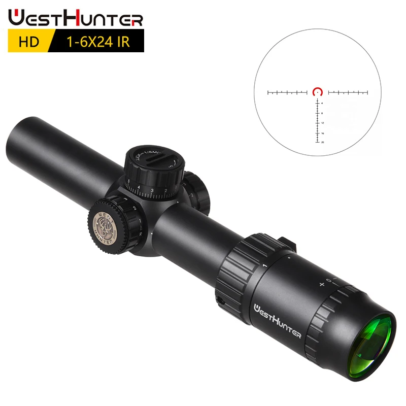 WESTHUNTER HD 1-6X24 ИК компактный оптический прицел с длинным глазом рельефные оптические прицелы с подсветкой R/G Вытравленный стеклянный сетчатый замок сброс охотничьи прицелы