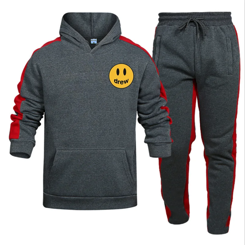 

Winter Men Set Casual Warm Thick Hooded Jacket+Pants 2PC Sets Men Inner Fleece Hoodies Tracksuit Male Sports Suit