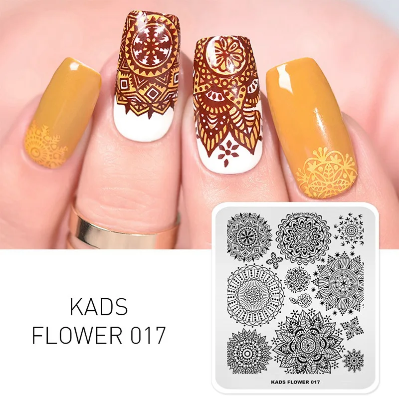 Flower 017 KADS Стемпинг 34 дизайнов цветы живоные геометрический шаблон Пластины для стемпинга Штамп для ногтей Трафареты для ногтей для М - Цвет: Flower 017